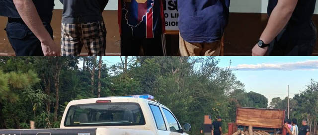 Secuestran camión con rollos de madera robados en Puerto Libertad y detienen a tres personas