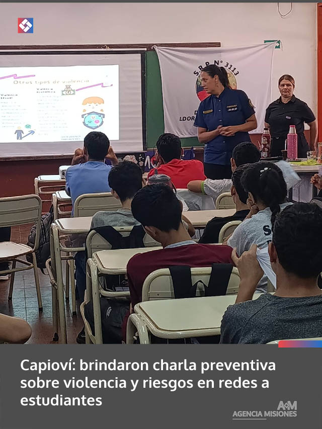 Capioví: brindaron charla preventiva sobre violencia y riesgos en redes a estudiantes