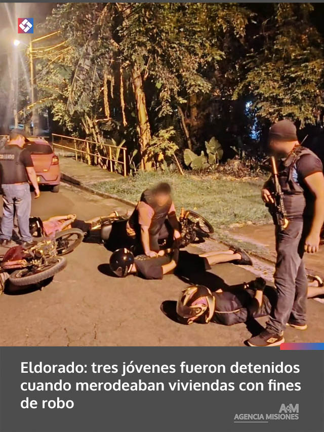 Eldorado: tres jóvenes fueron detenidos cuando merodeaban viviendas con fines de robo