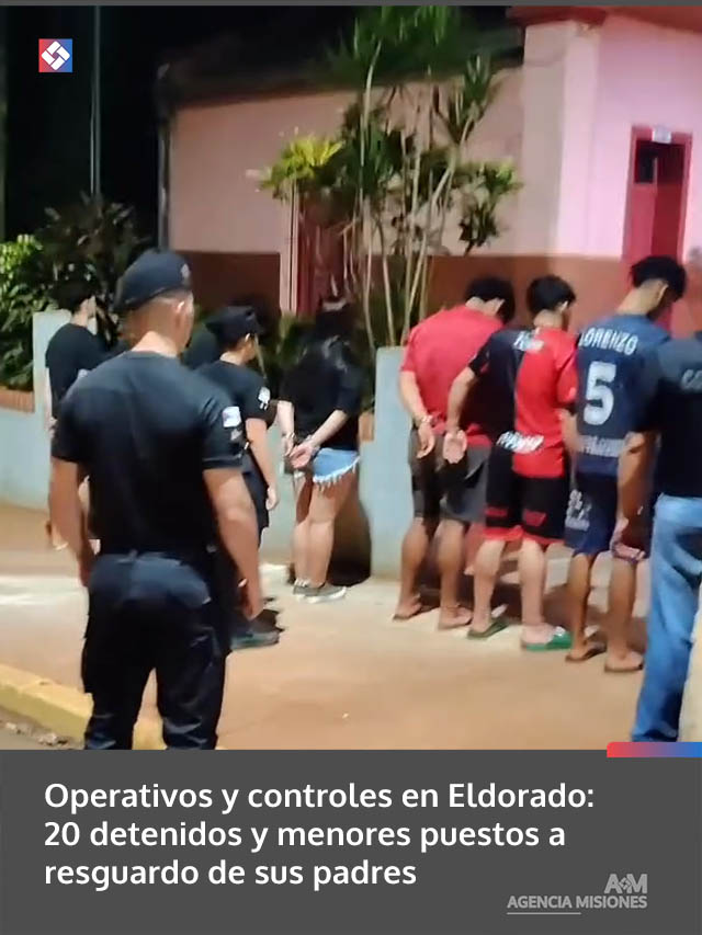 Operativo nocturno en Eldorado: 20 detenidos, menores resguardados y vehículos retenidos