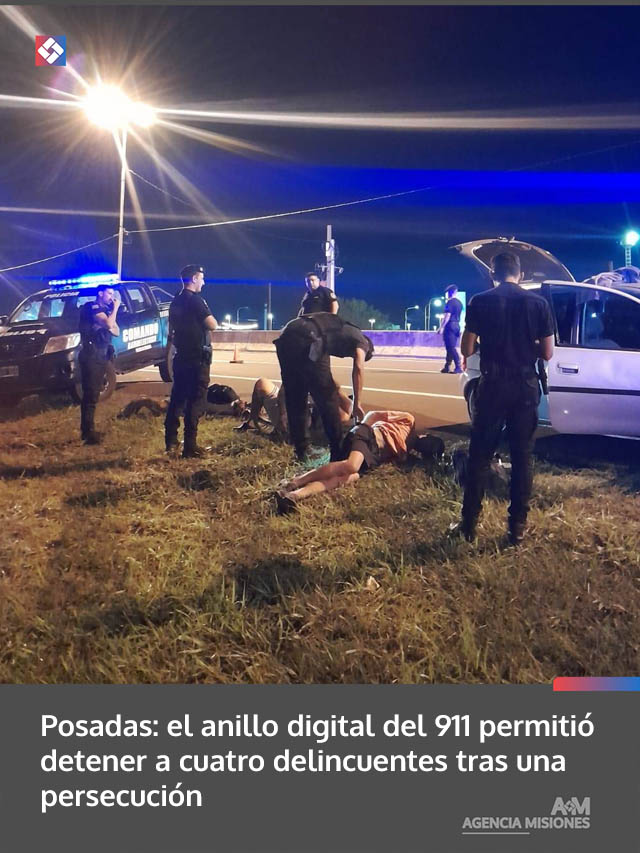 Posadas: el anillo digital del 911 permitió detener a cuatro delincuentes tras una persecución