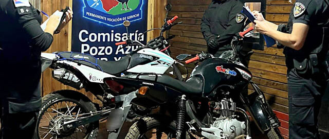 Cuatro motocicletas secuestradas en Pozo Azul: una era robada en la provincia de Buenos Aires