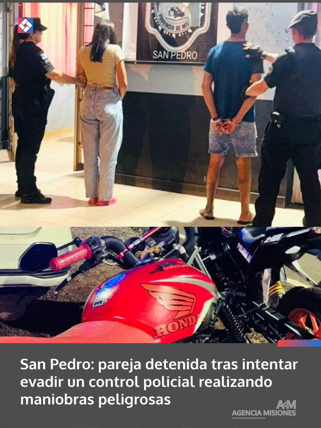 San Pedro: pareja detenida tras intentar evadir un control policial realizando maniobras peligrosas