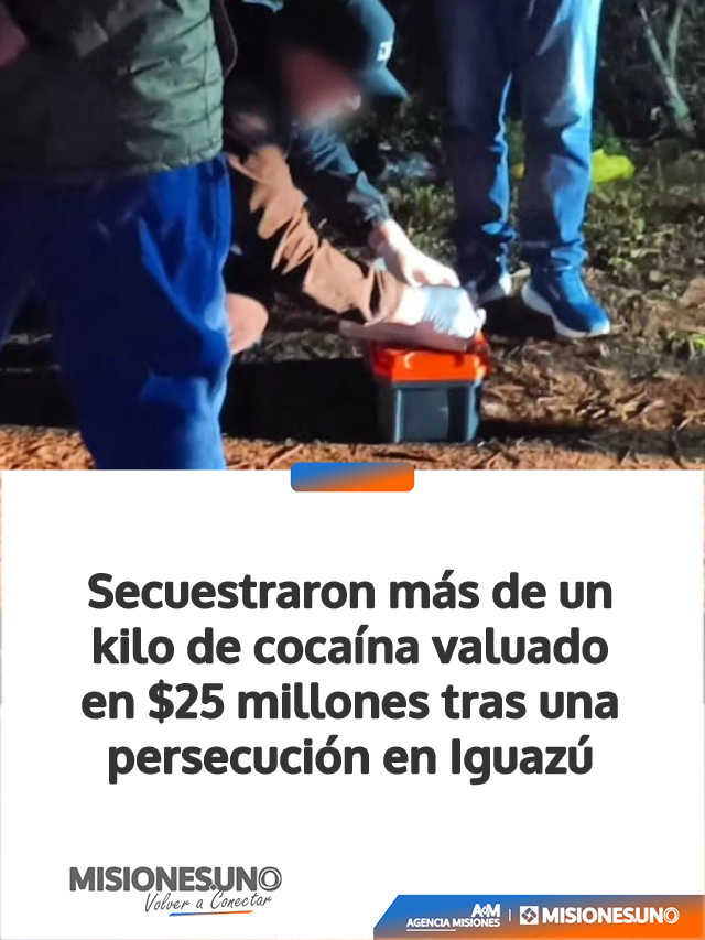 Secuestraron más de un kilo de cocaína valuado en  millones tras una persecución en Iguazú