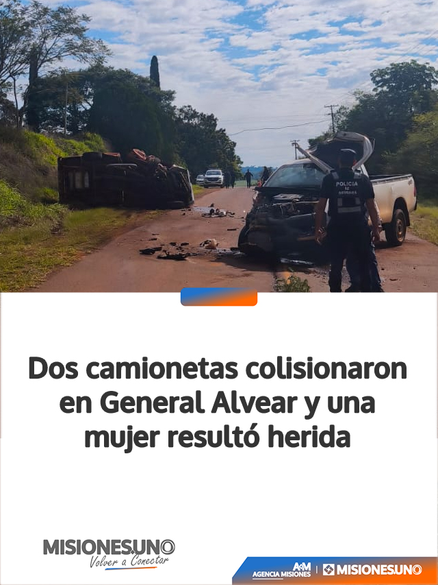 Dos camionetas colisionaron en General Alvear y una mujer resultó herida